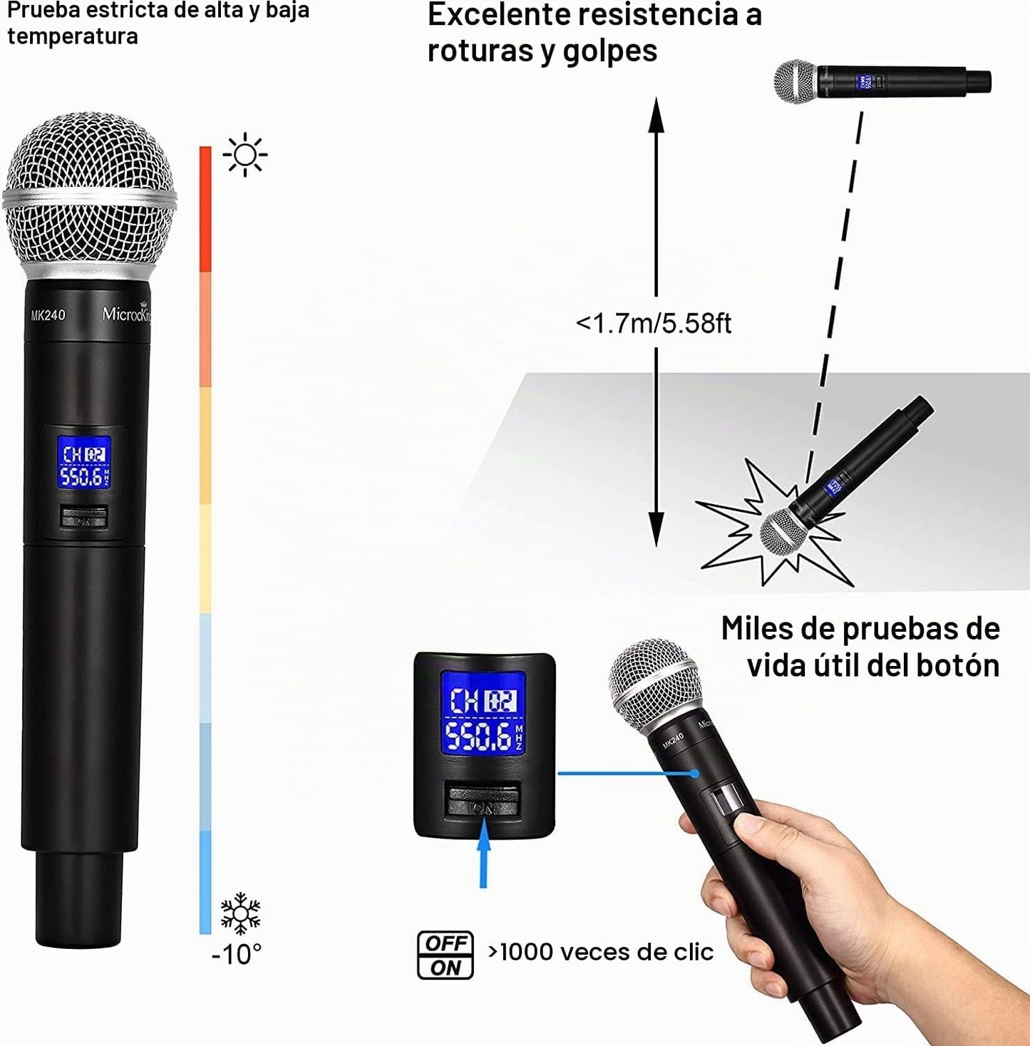 MicrocKing Sistema de micrófono inalámbrico, con 4 micrófonos de ma...