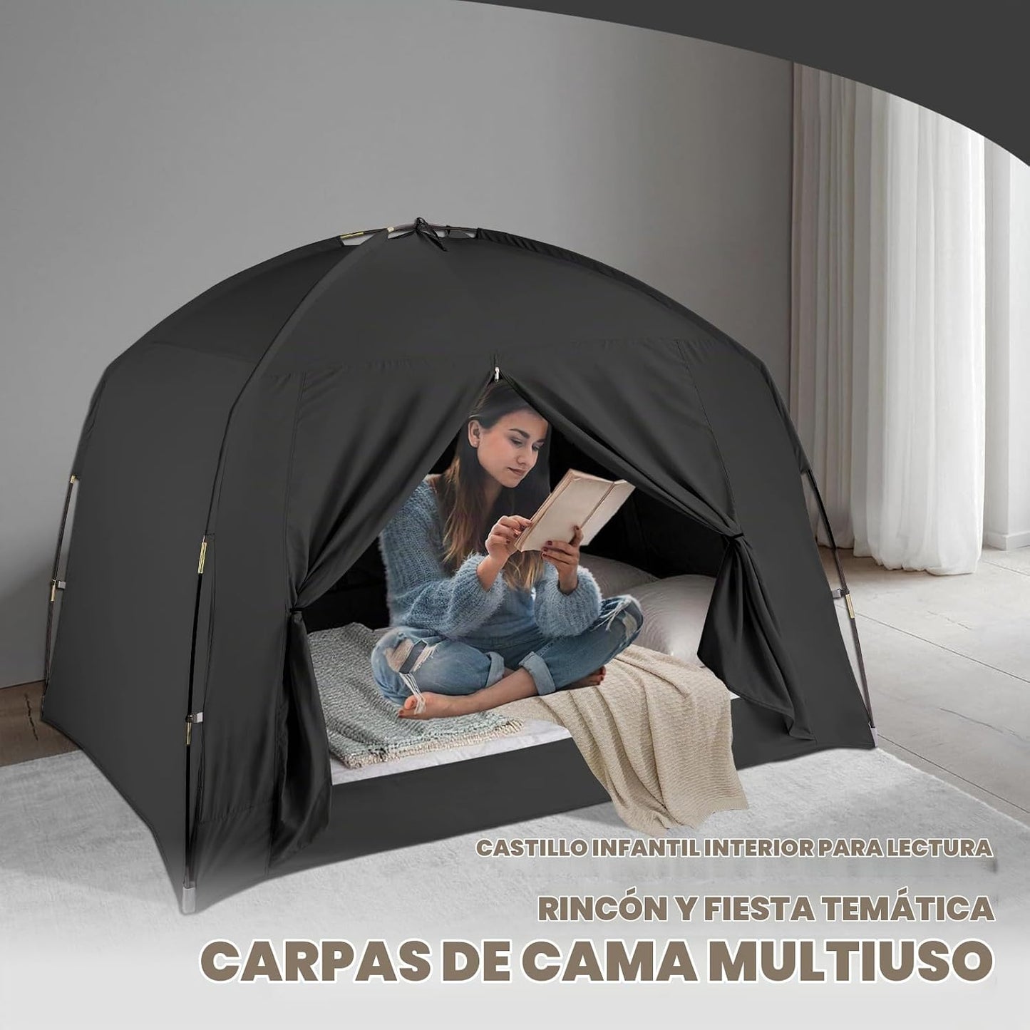 Tienda de campaña de cama matrimonial para niños y adultos, tiendas...