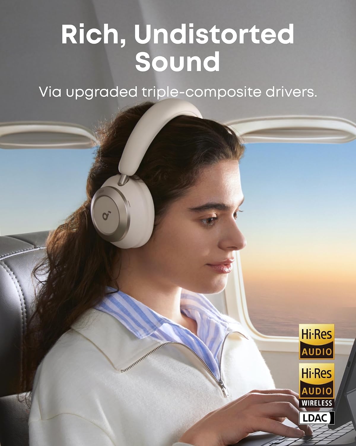 Soundcore Space One Pro, auriculares supraaurales FlexiCurve, auric...