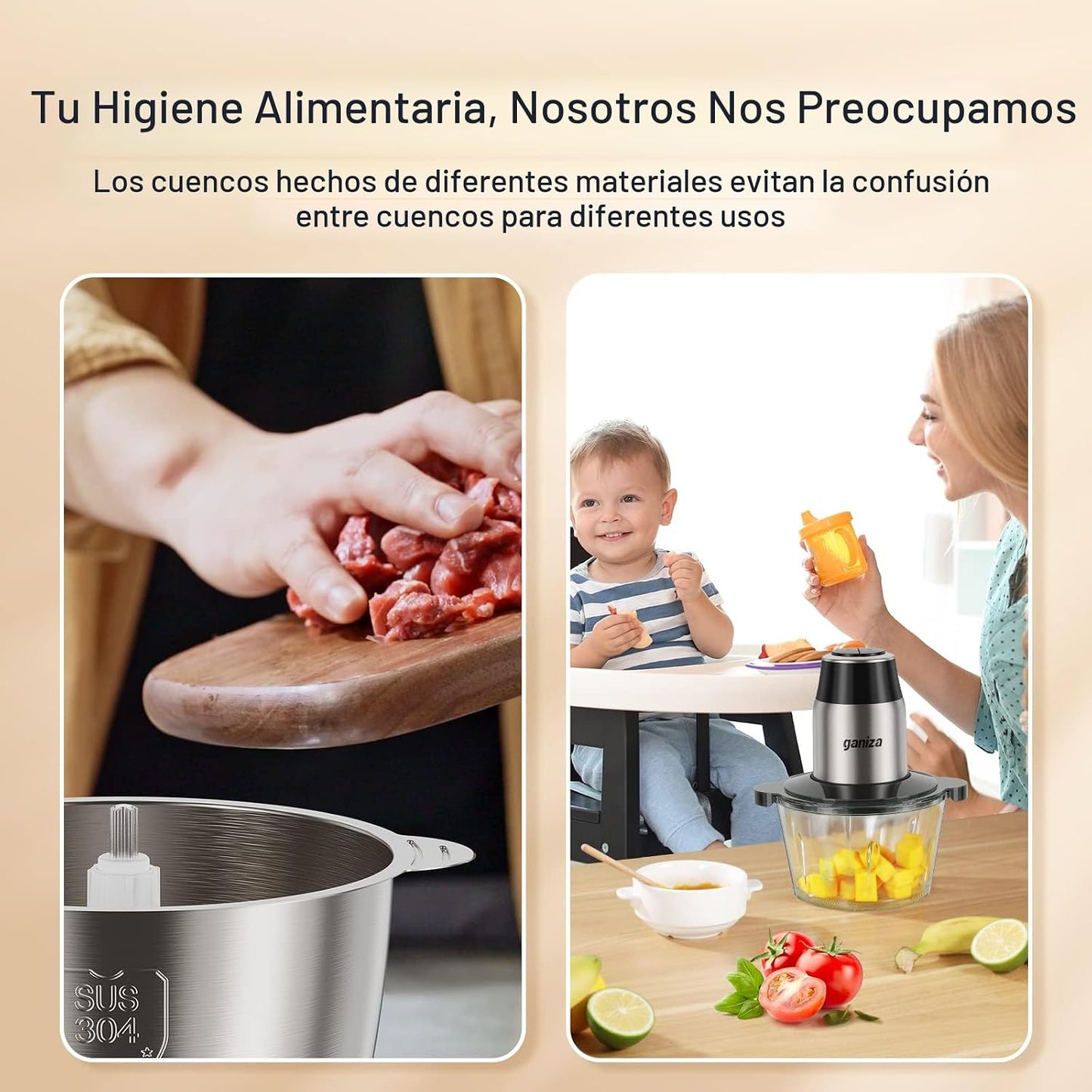 GANIZA Procesadores de alimentos, picadora eléctrica de alimentos c...