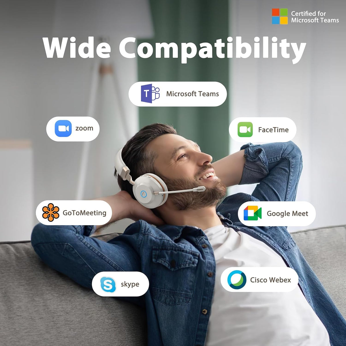 Auriculares inalámbricos con micrófono para el trabajo, auriculares...