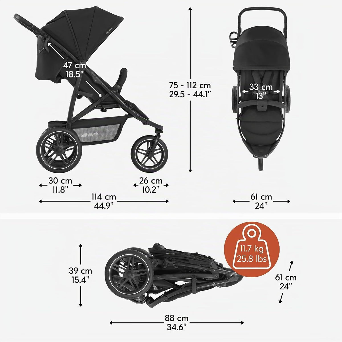 hauck Rapid 3R - Cochecito de bebé todo terreno para niños pequeños...