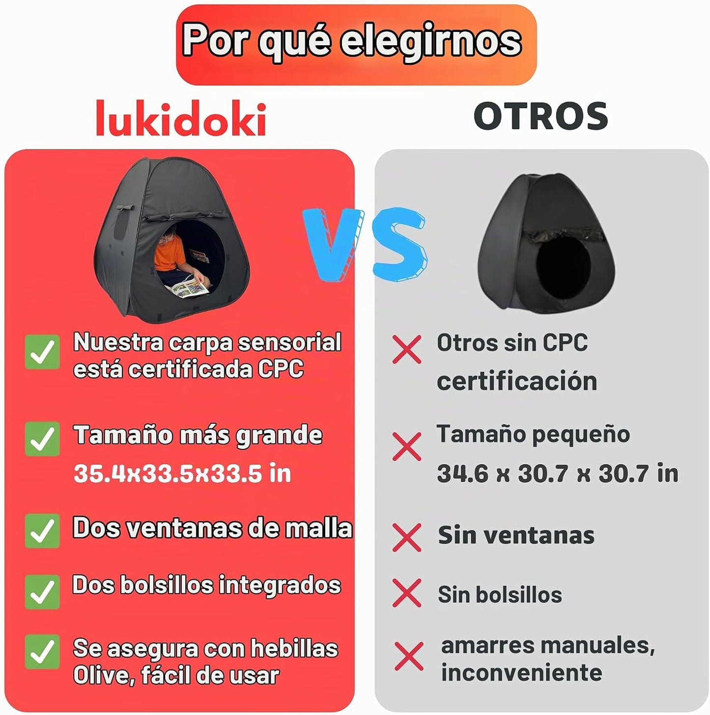 lukidoki Tienda de campaña sensorial para niños y adultos con certi...