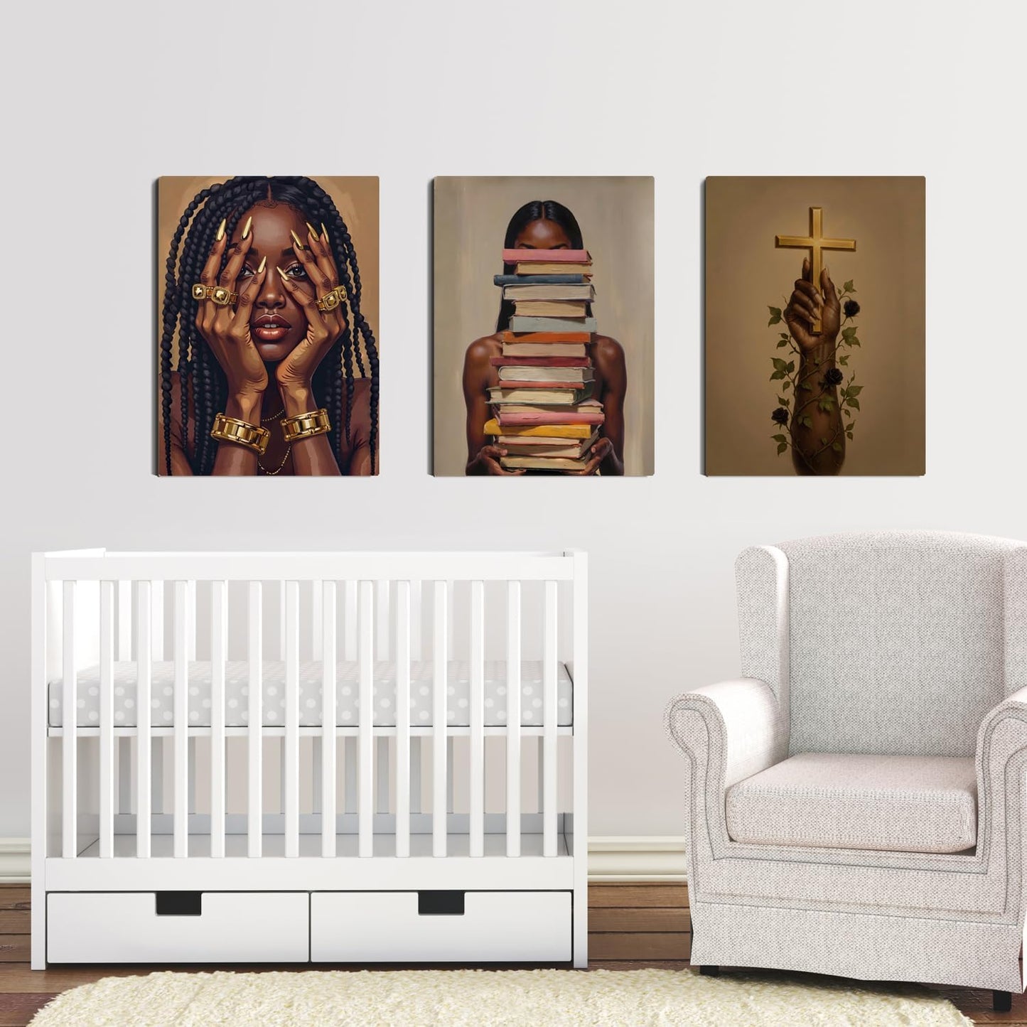 Lienzo decorativo para pared de mujer negra, juego de 3 pósteres en...
