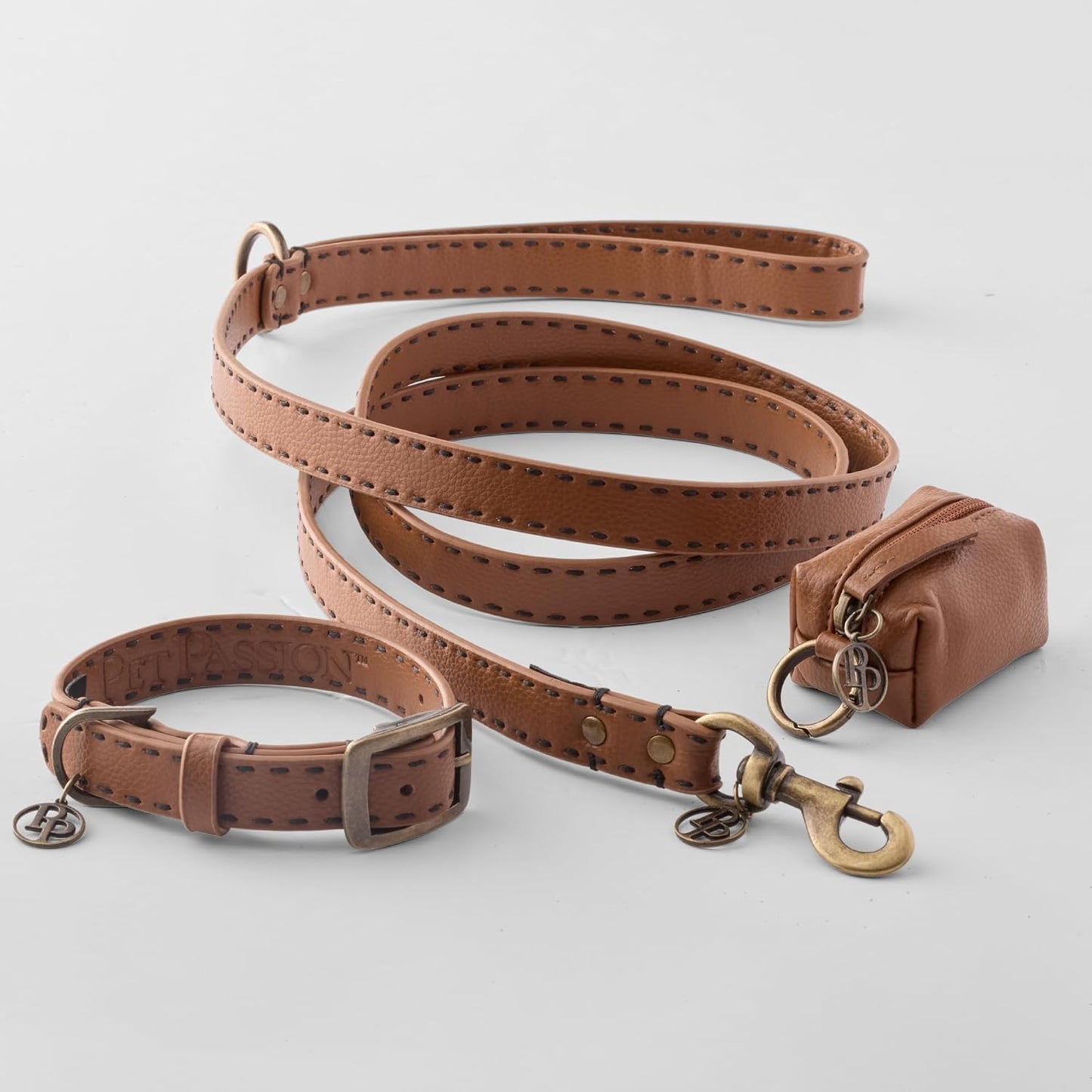Pet Passion Rein - The Saddle Stitch - Collar de cuero vegano ajust...
