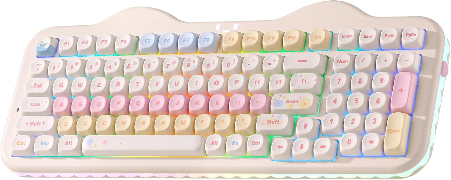 YUNZII C98 Cute Cake Teclado mecánico inalámbrico (beige, interrupt...