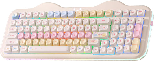 YUNZII C98 Cute Cake Teclado mecánico inalámbrico (beige, interrupt...