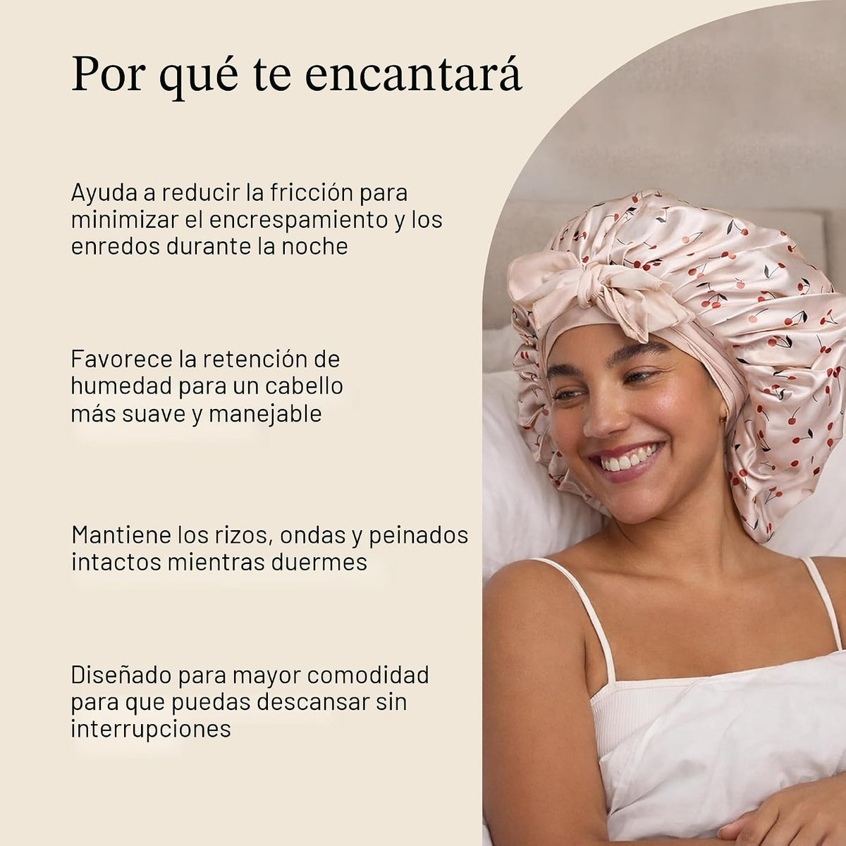 Kitsch Gorro de satén XL para dormir - Estampado de cereza | Más su...