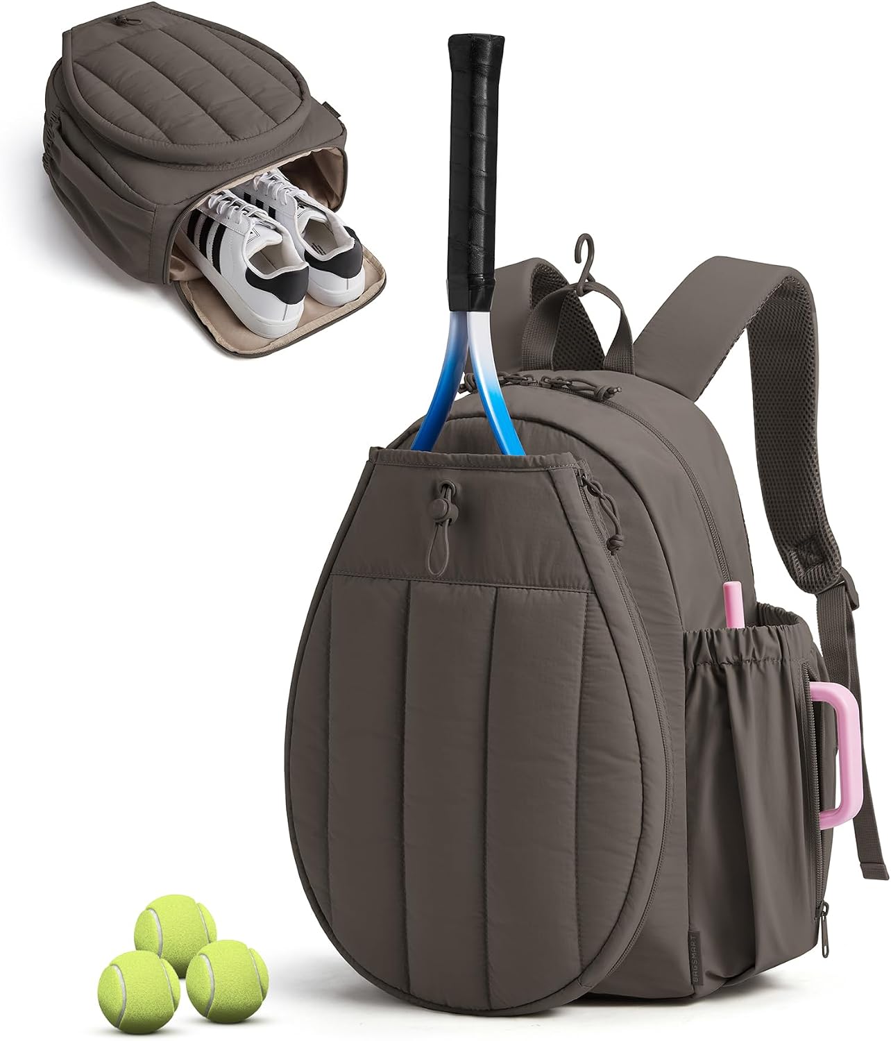 BAGSMART Bolsa de gimnasio de tenis para mujer, mochila acolchada p...