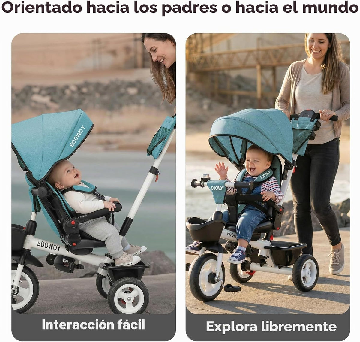 EOOWOY Triciclo para niños pequeños con mango de empuje, triciclo 7...