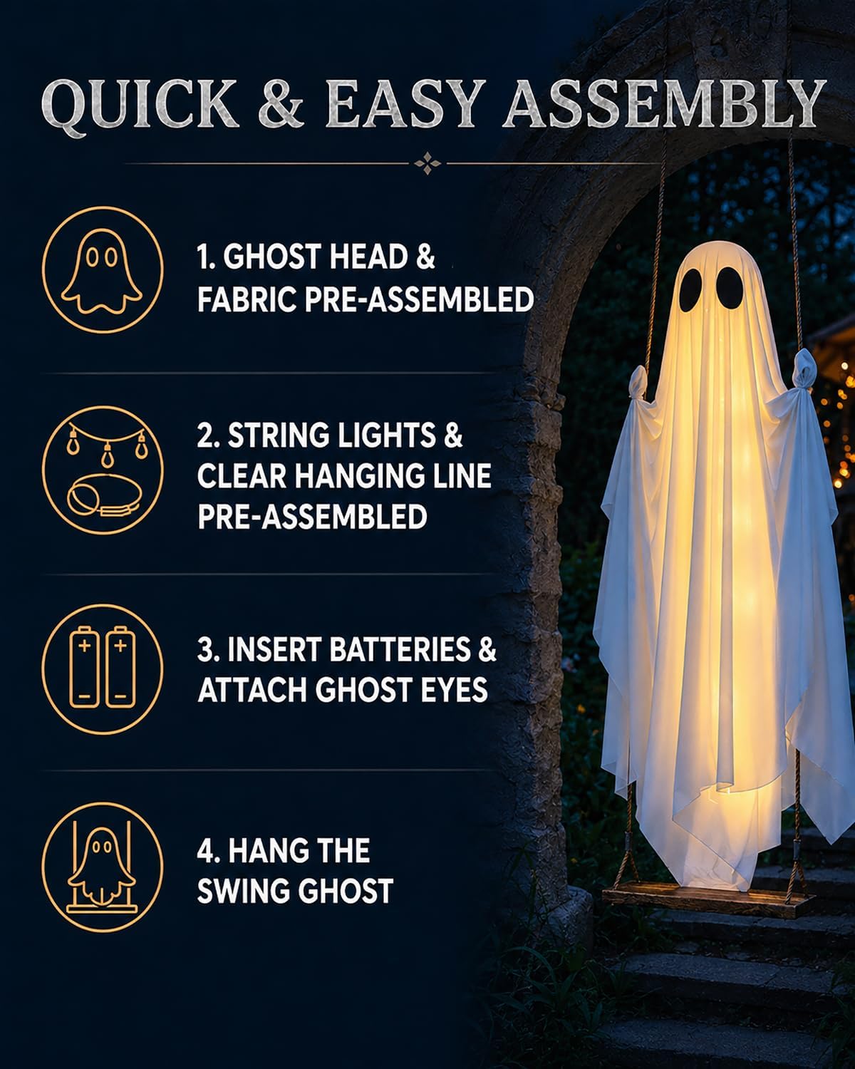 MERKYO Decoraciones de Halloween al Aire Libre - Fantasma Colgante...