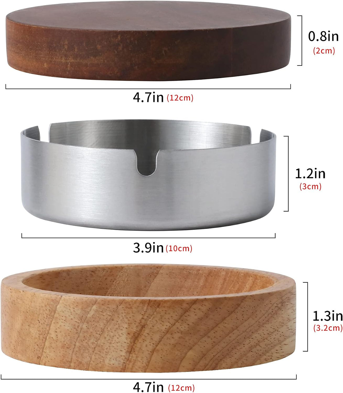 Cenicero de madera con tapa para fumadores, revestimiento de acero...
