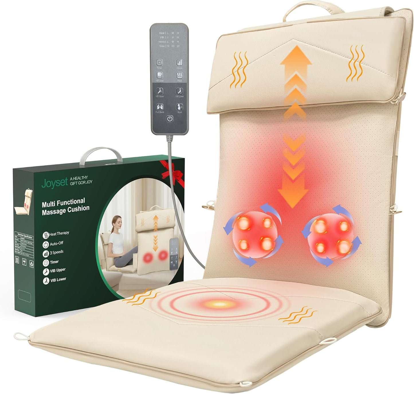 Joyset Shiatsu Masajeador de cuello y espalda para silla, masajeado...