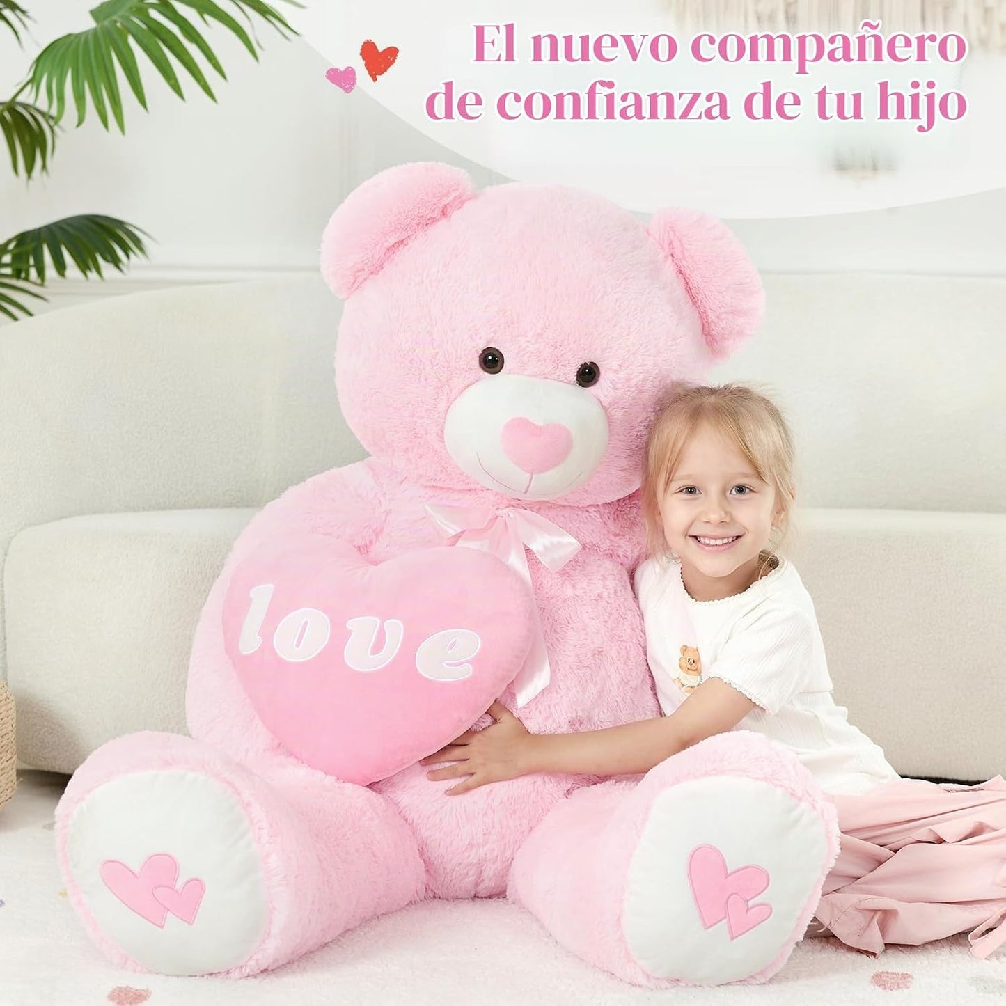 MorisMos Oso de peluche gigante en forma de corazón de 51 pulgadas,...