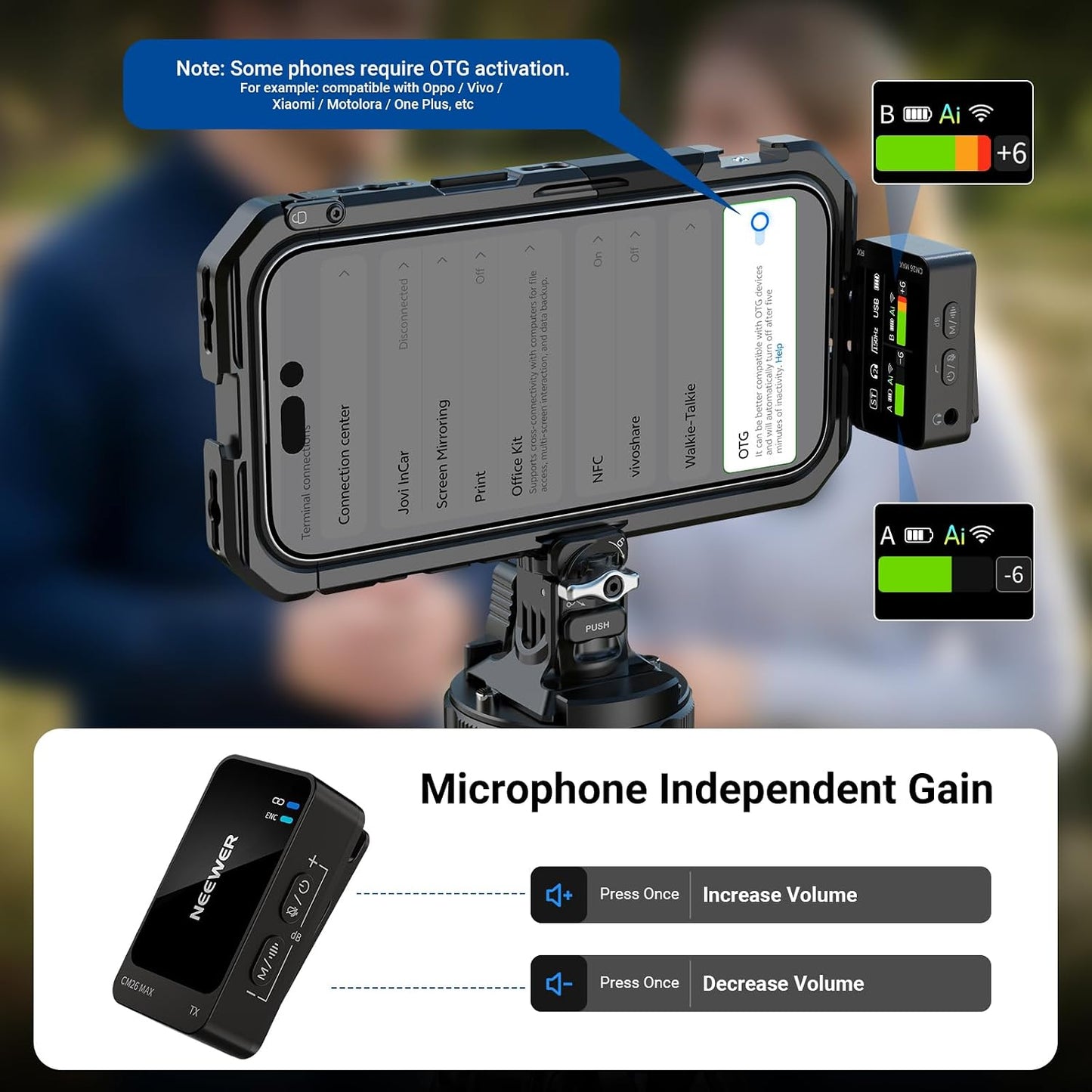 NEEWER CM26 MAX AI - Micrófono inalámbrico Lav compatible con iPhon...