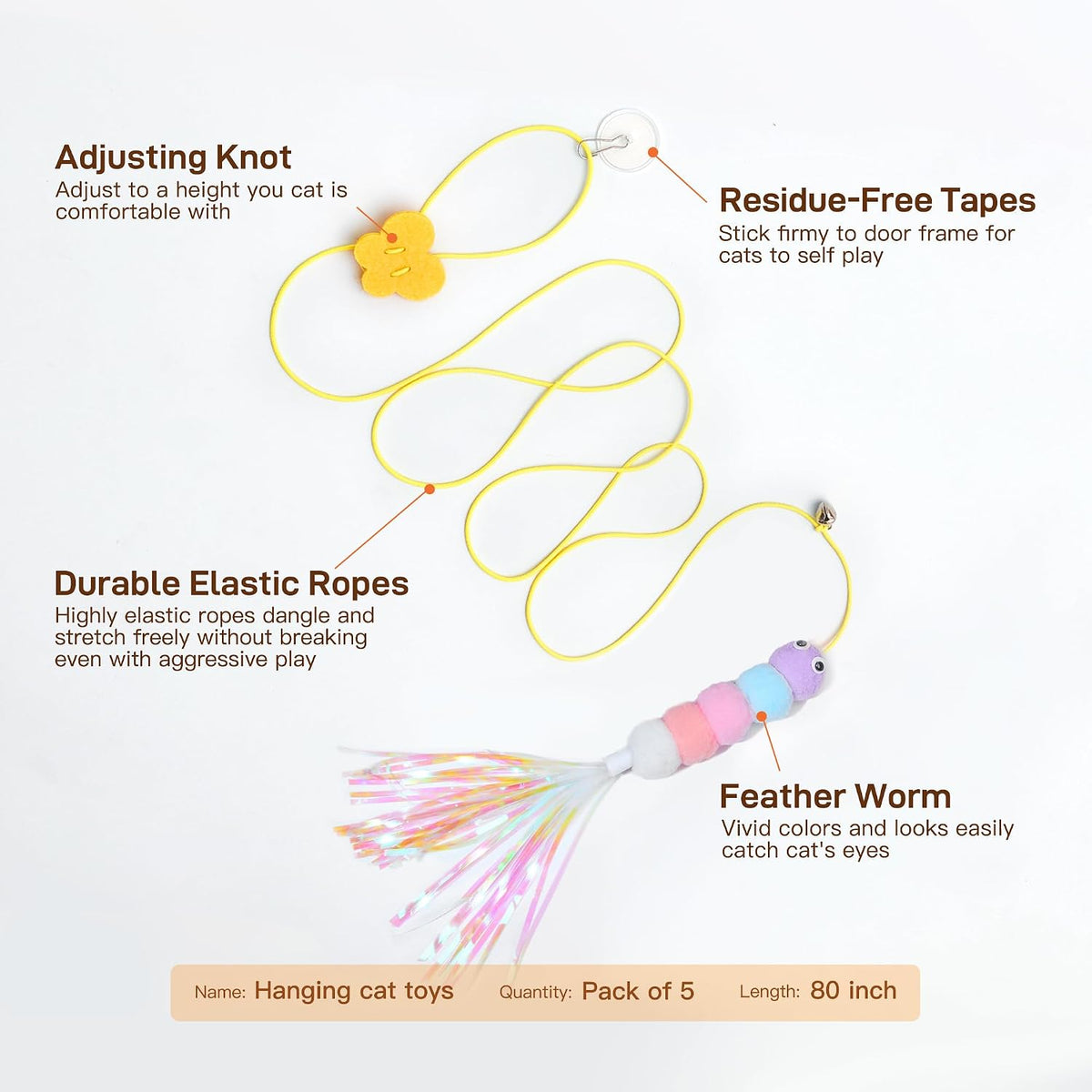 Potaroma Juguetes interactivos de plumas para gatos, 5 piezas, jugu...