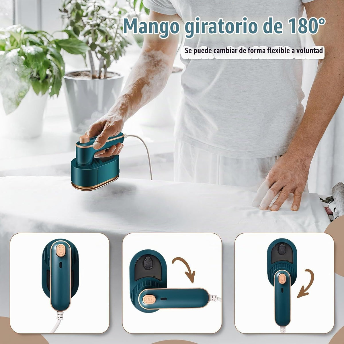 Leriton Mini plancha de viaje portátil para ropa, vaporizador de vi...