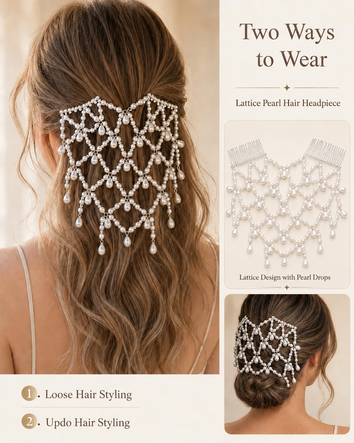 STONEFANS Renaissance Accessories - Diadema plateada con perlas par...