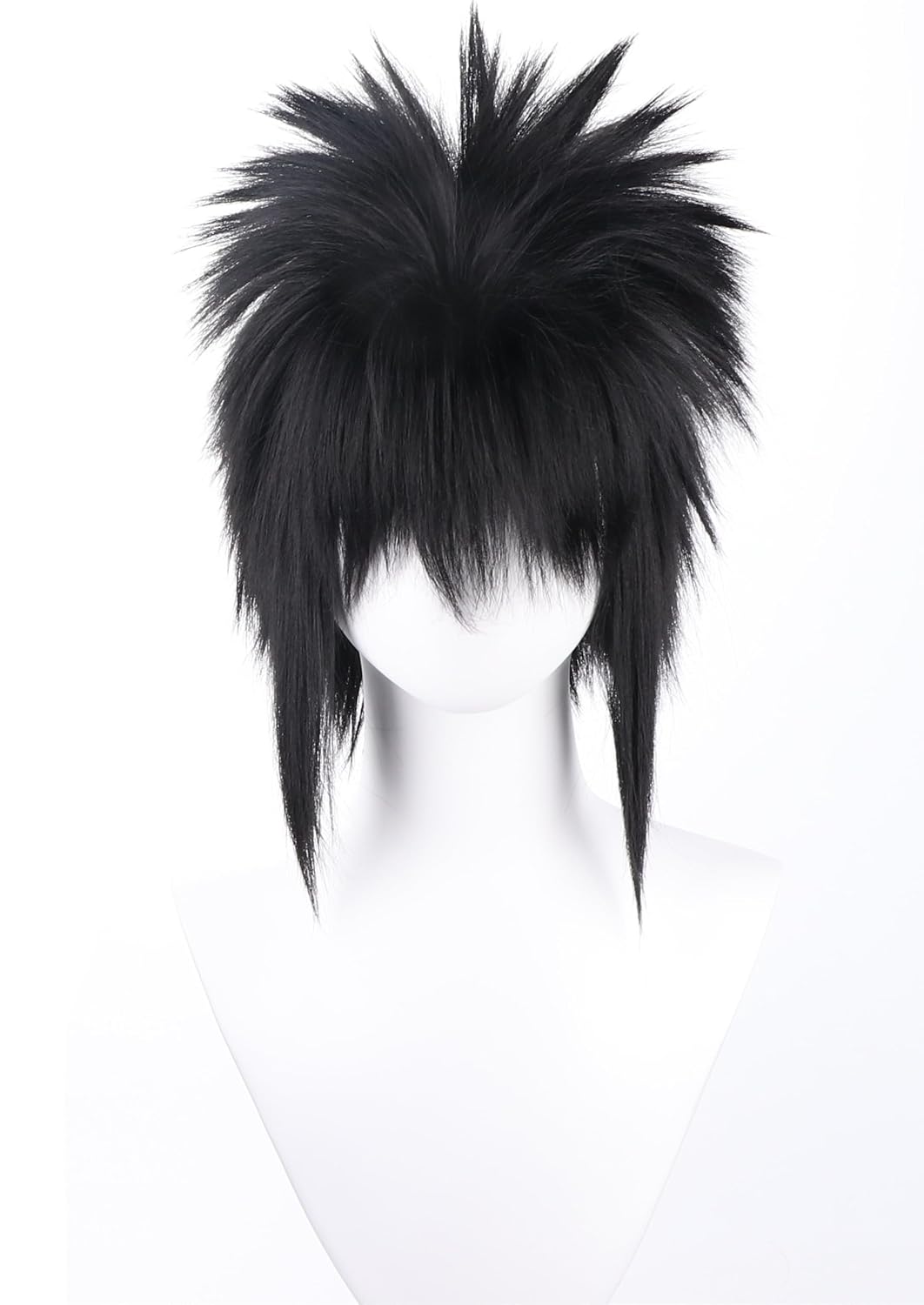 COSPLAZA Peluca de disfraz de anime con puntas cortas negras con fl...