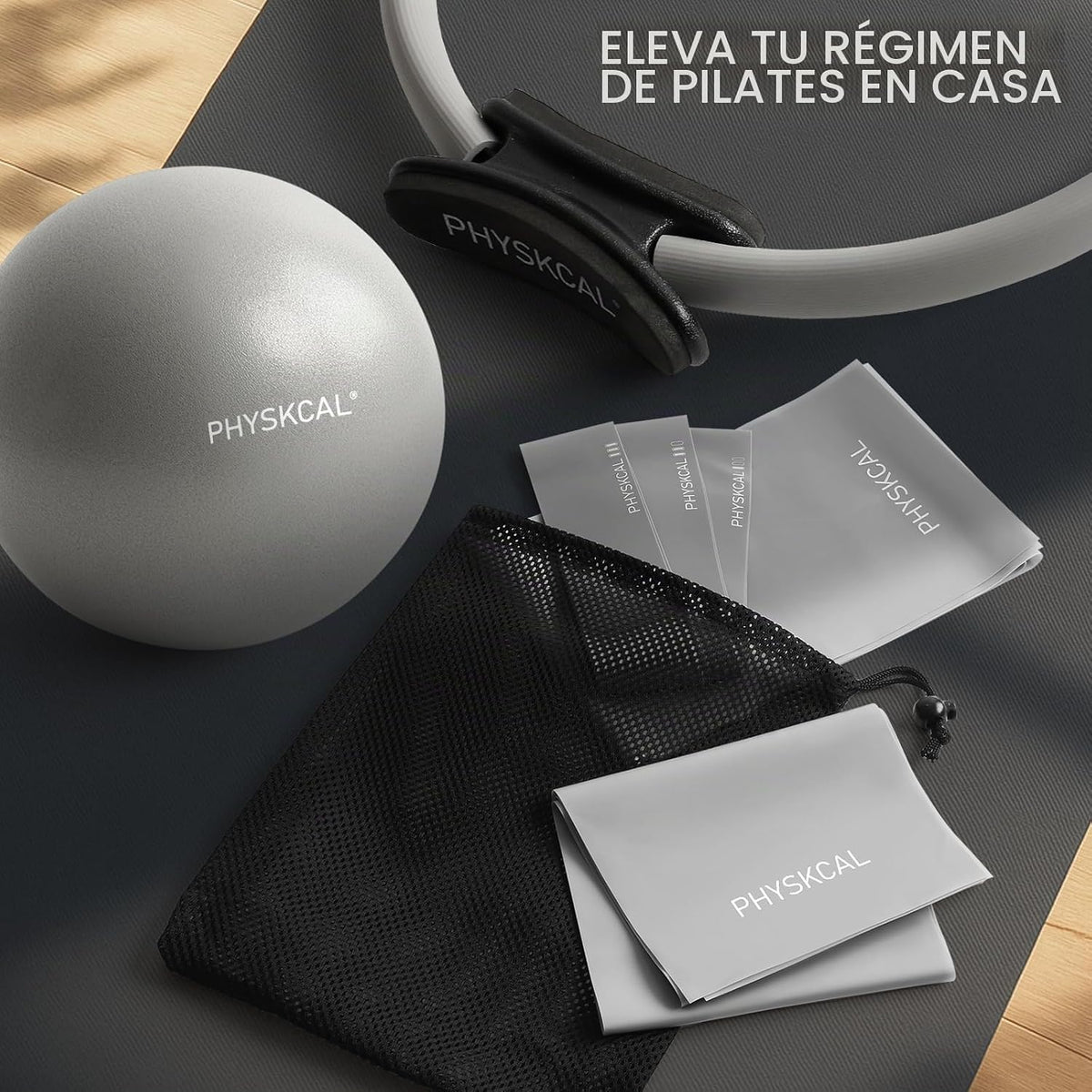 Kit de Pilates PhysKcal, anillo de pilates de 15 pulgadas con 1 bol...