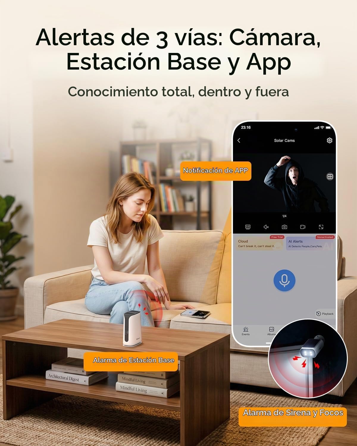 Cámaras de seguridad solares Rebluum de 4 MP inalámbricas para exte...