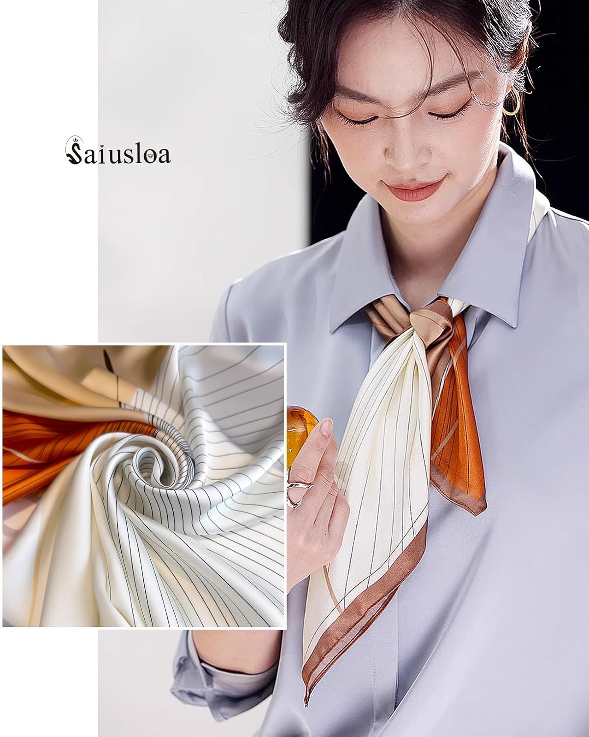 Saiusloa Bufanda de cuello para mujer, bufandas sedosas, pañuelos p...
