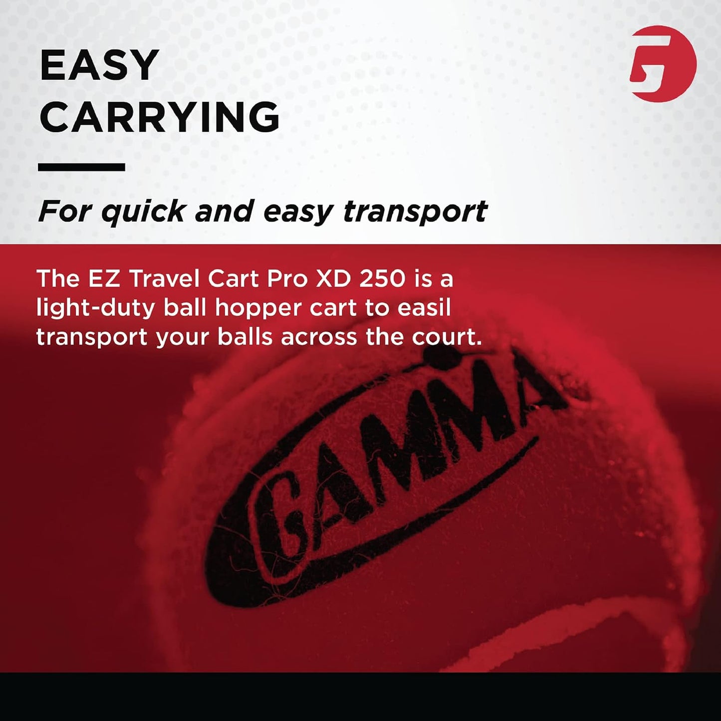 Carro de viaje GAMMA Sports EZ, tolva de tenis y pickleball, pádel,...