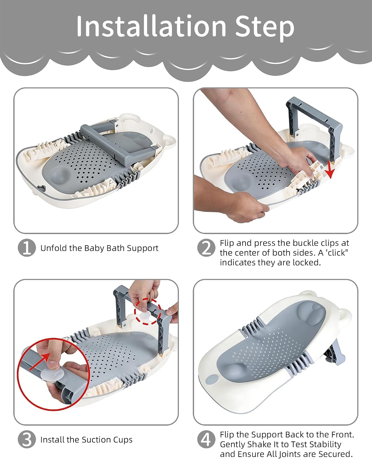 ISELECTOR Soporte de baño plegable para bebé, asiento portátil para...