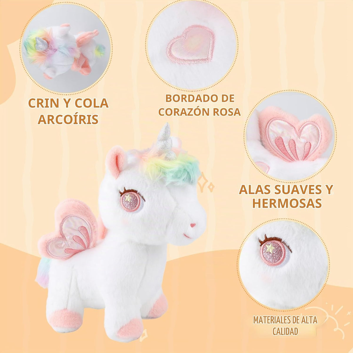 Peluche de Unicornio Suave, Juguetes de Unicornio Rosa de Peluche p...
