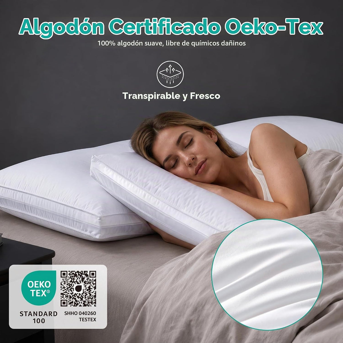 Three Geese - Juego de 2 almohadas de plumas de ganso ajustables de...