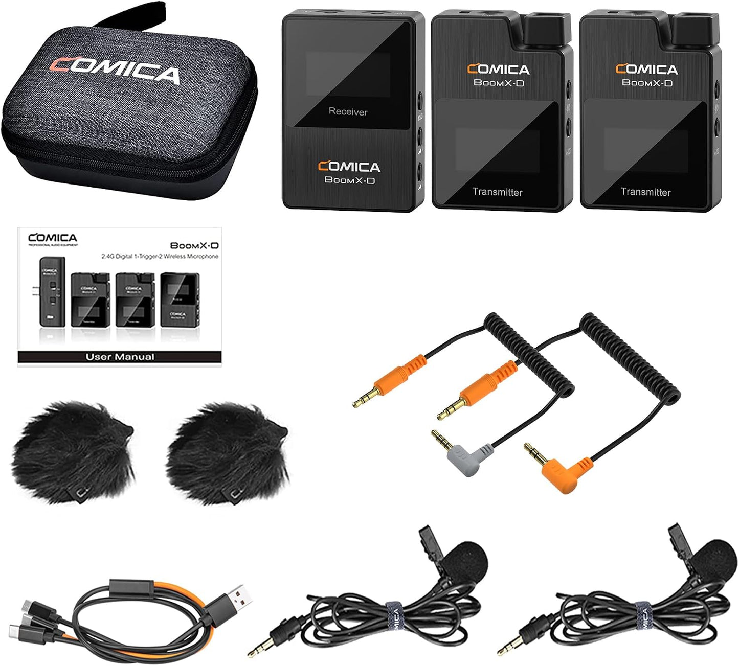 Micrófono lavalier inalámbrico COMICA BoomX-D2 para iPhone, cámara...