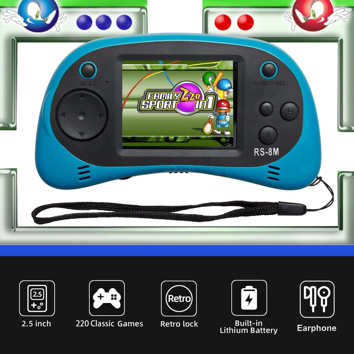 EASEGMER Juegos electrónicos portátiles de 16 bits para niños con 2...