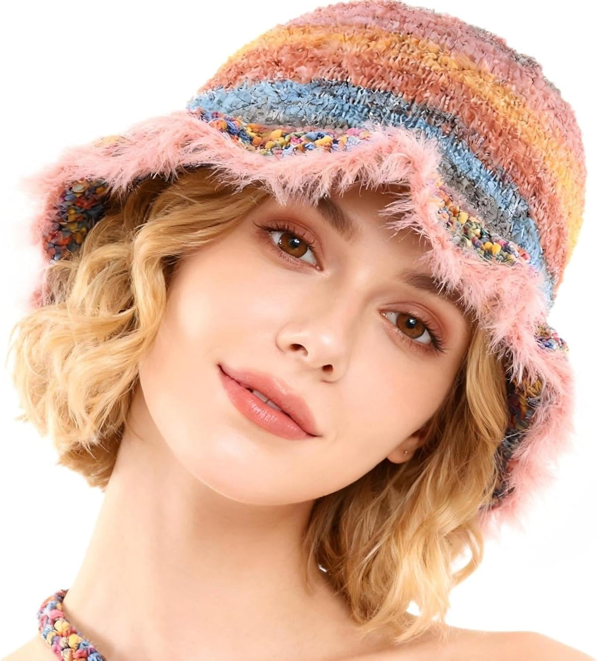 Busnos Gorros de ganchillo para mujer, gorro de moda para mujer, li...