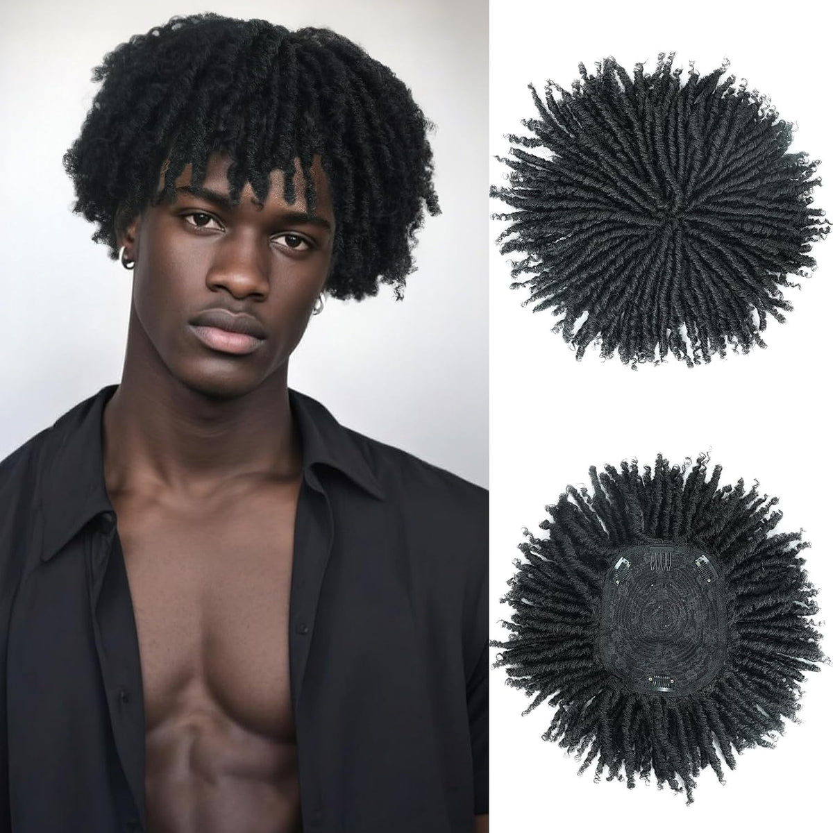 BECUS Adorno de pelo de rastas para hombres, postizo trenzado con c...