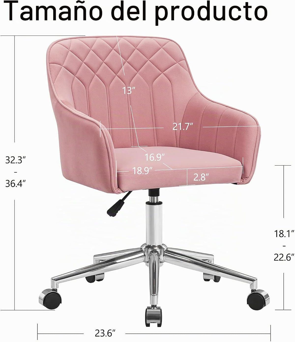 VECELO Silla de escritorio de oficina en casa de terciopelo girator...