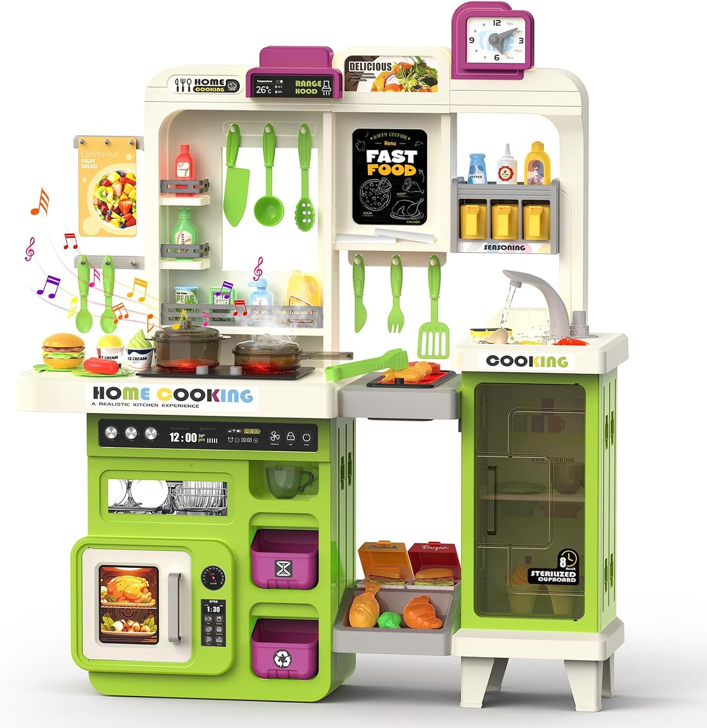 Juego de cocina para niños con luces, sonidos y vapor, juego de coc...