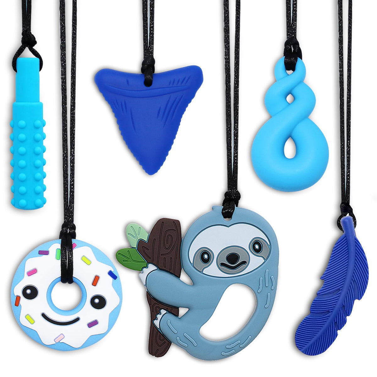 Collares masticables para niños y niñas, paquete de 6 collares mast...