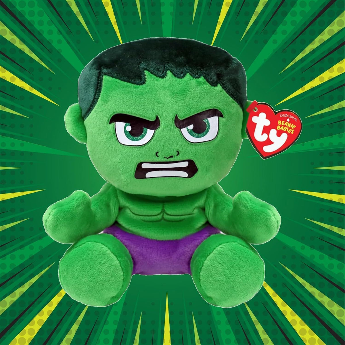 TY Beanie Babies Hulk (cuerpo suave) - 6", verde