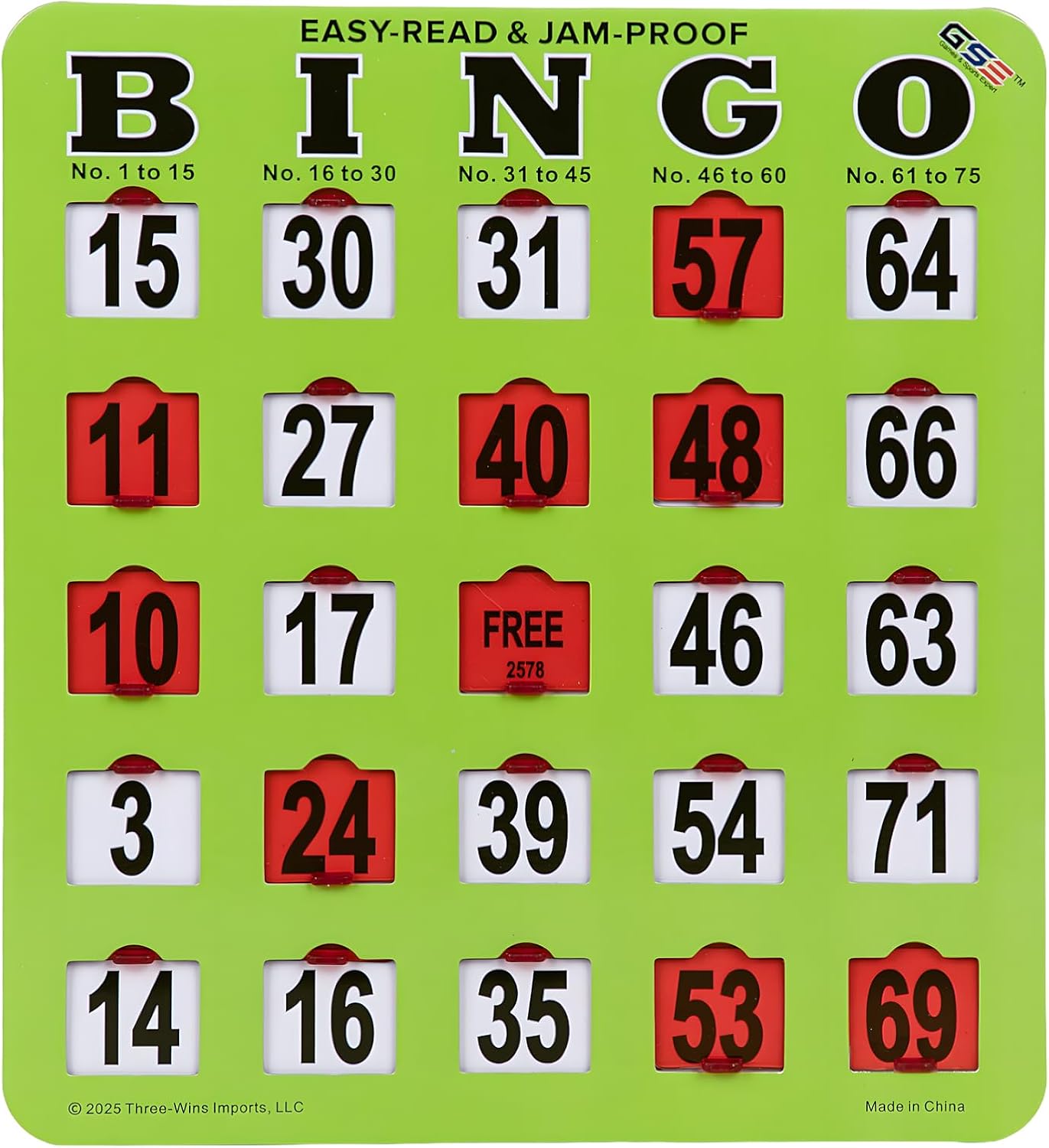 GSE Games &amp; Sports Expert Tarjetas de bingo verdes Jumbo Shutte...