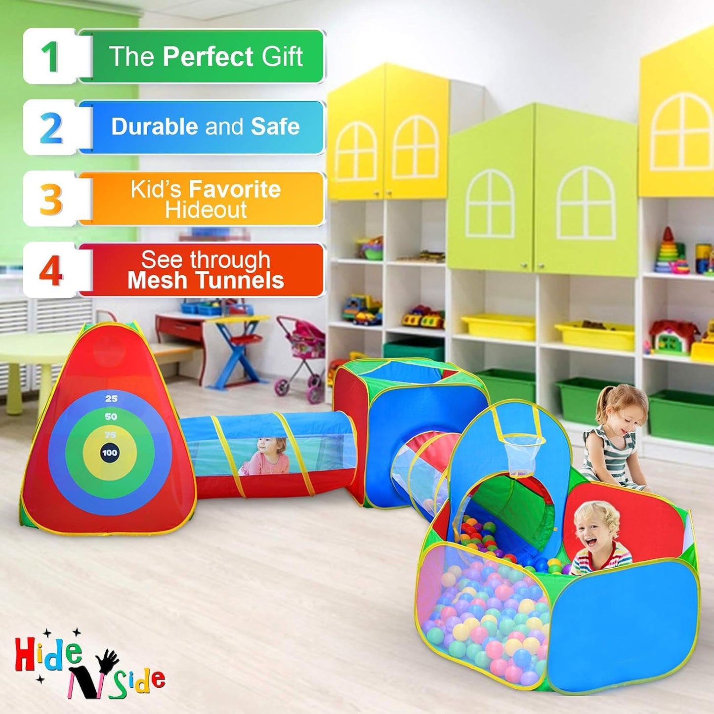 Hide N Side 5 tiendas de campaña y túneles para niños, tienda de ca...