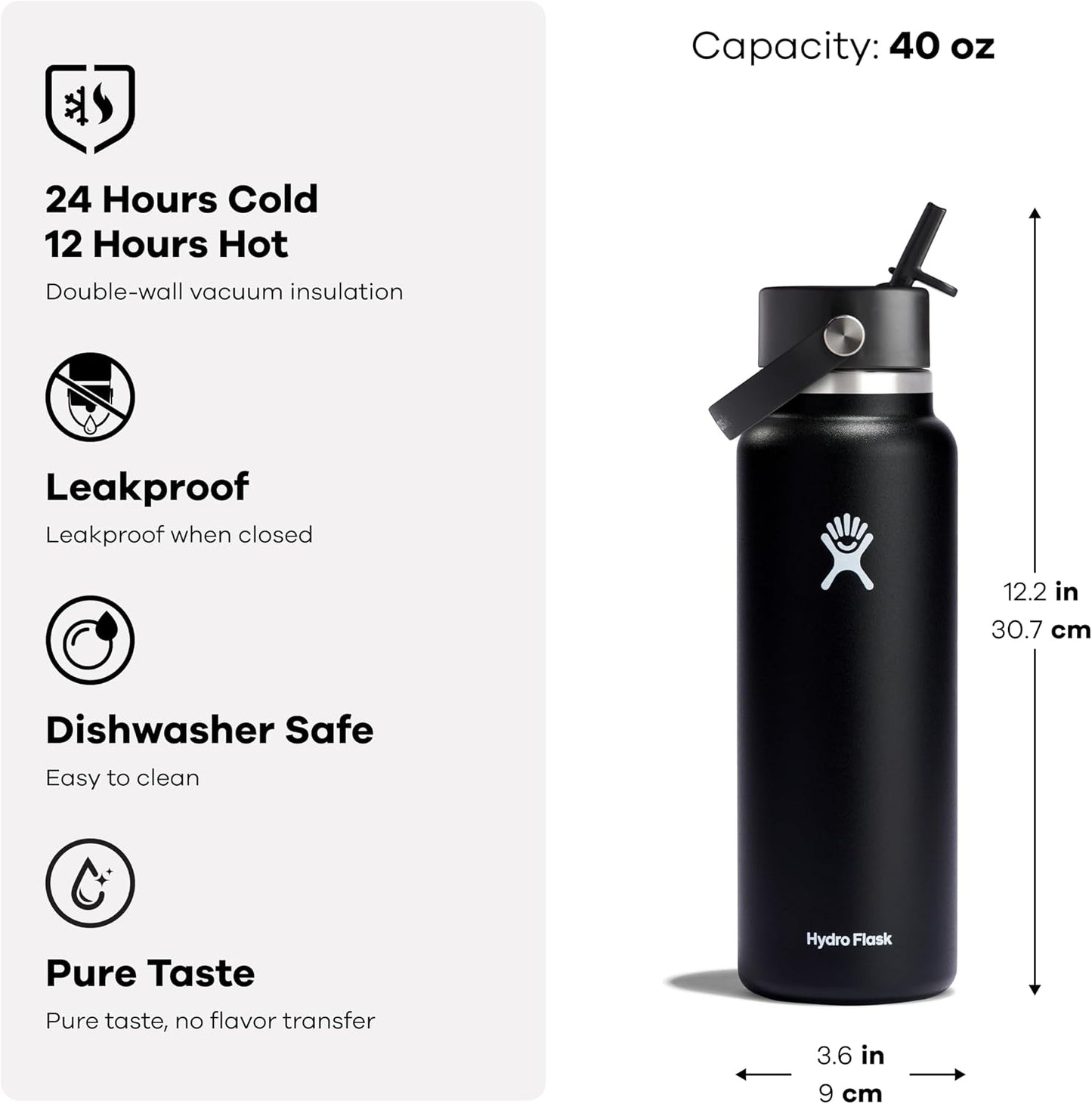 Hydro Flask Botella de agua \u2013 Acero inoxidable aislado \u2013...