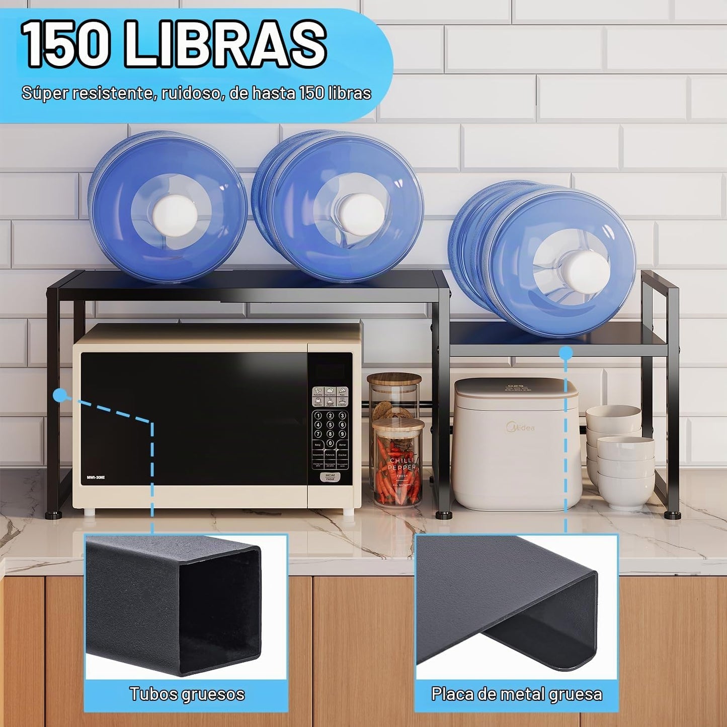 Estantes de almacenamiento de metal expandibles de 44.3 pulgadas, u...