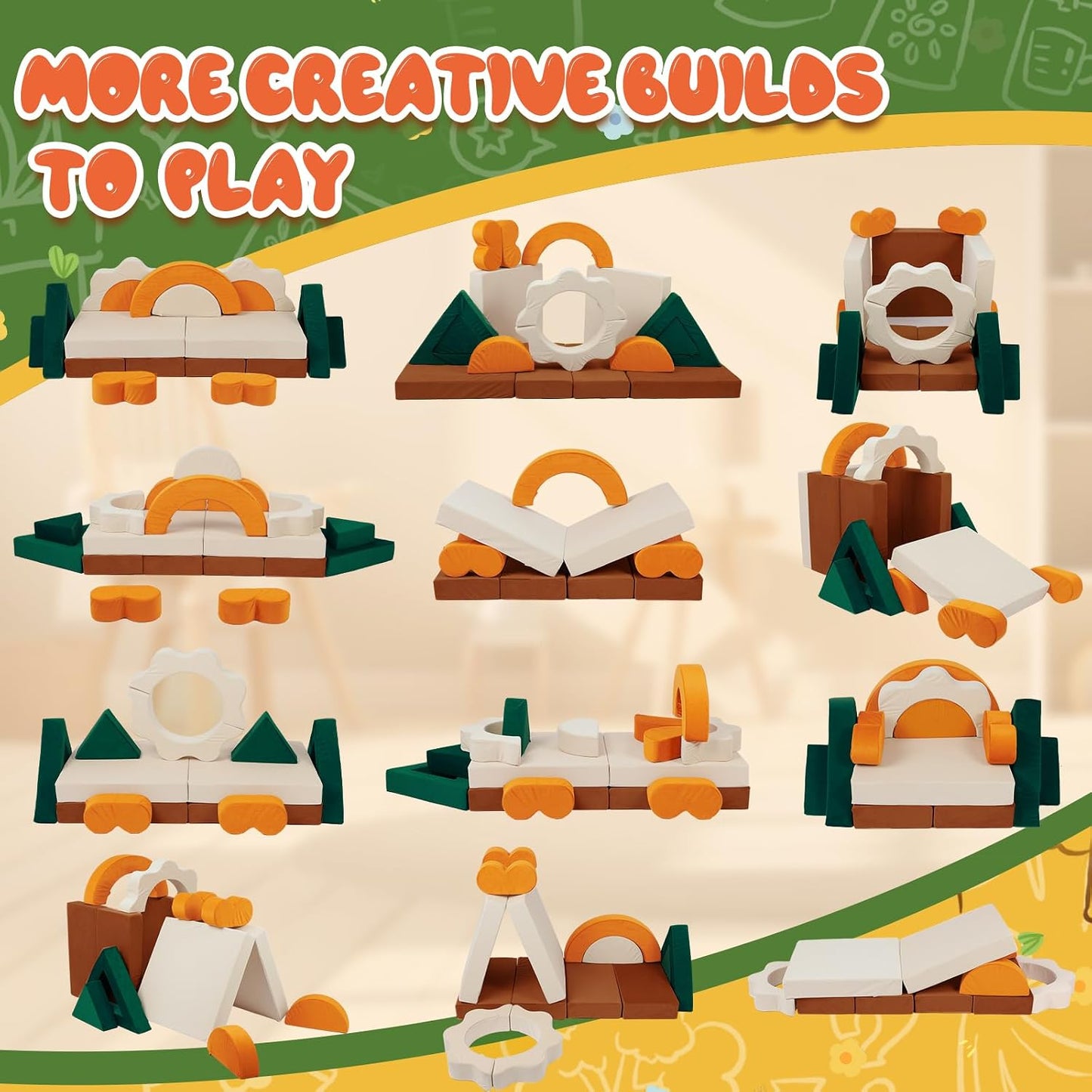 Erament Sofá de Juego Modular para Niños de 18 Piezas - Sofá para N...