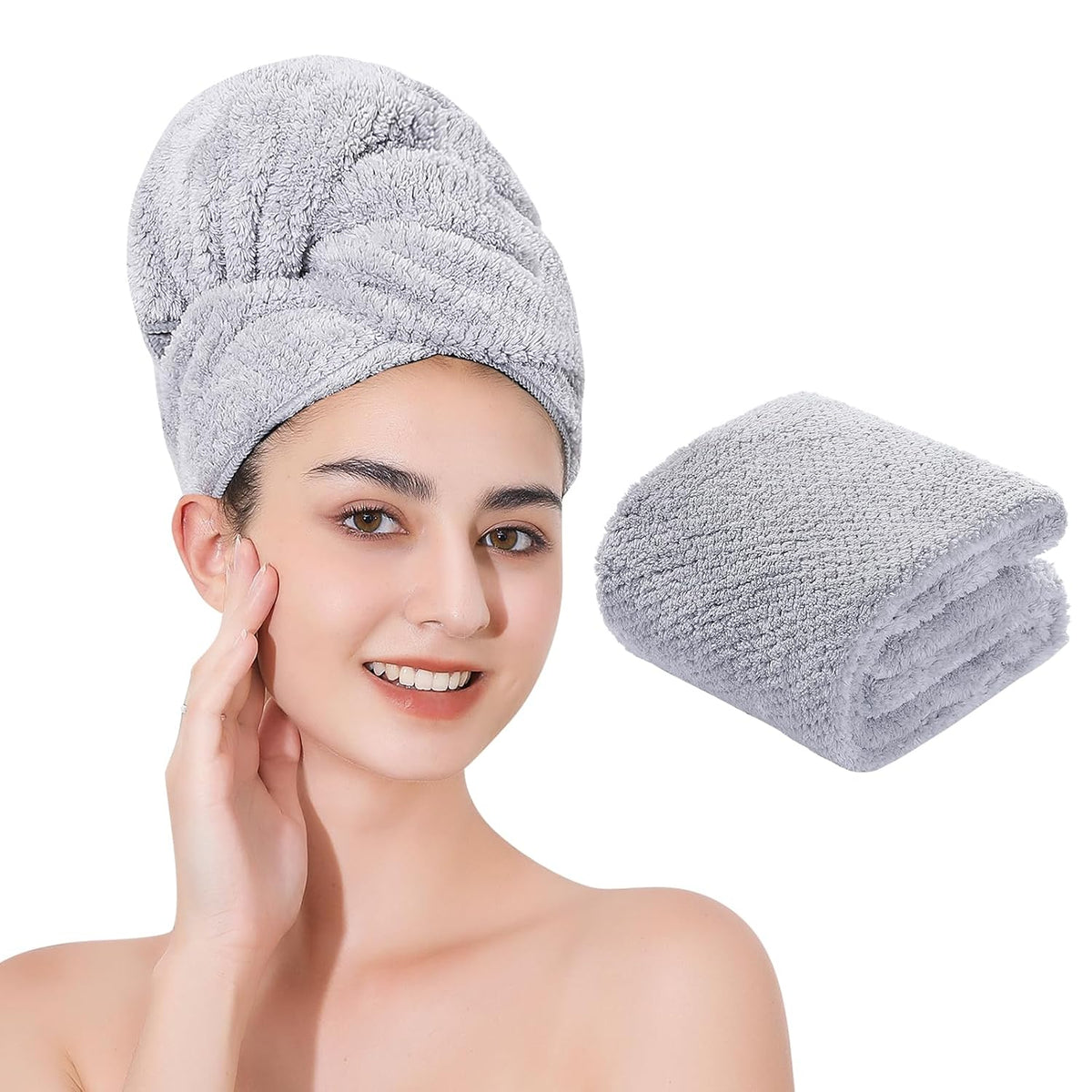 Laojbaba Toalla de microfibra para el cabello de secado rápido, toa...