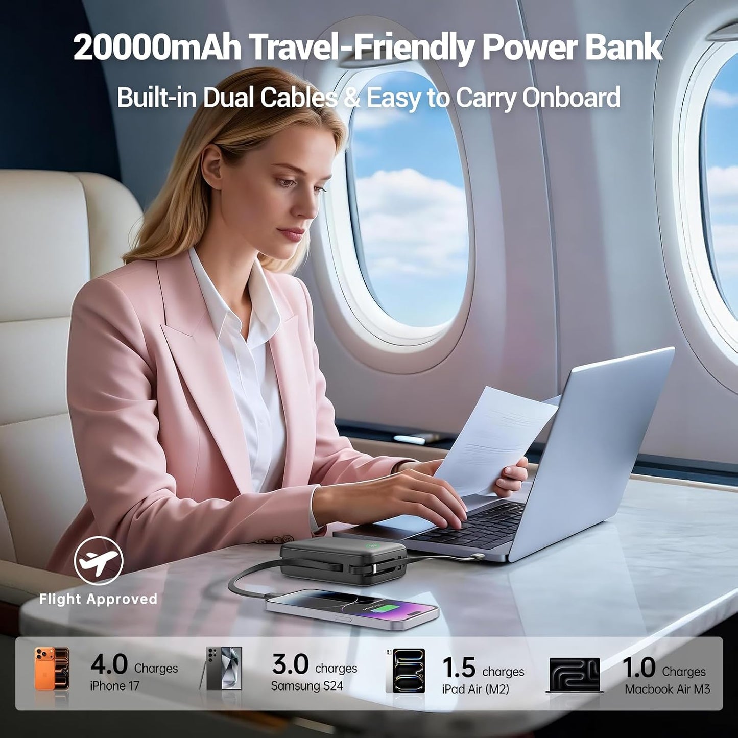 Hichain 20,000mAh 35W Power Bank Cargador portátil de carga rápida...