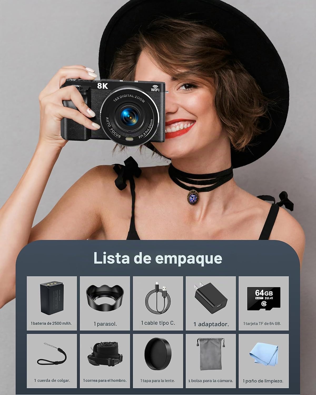 Cámara digital 8K, cámaras de 88 MP para fotografía, cámara WiFi pa...