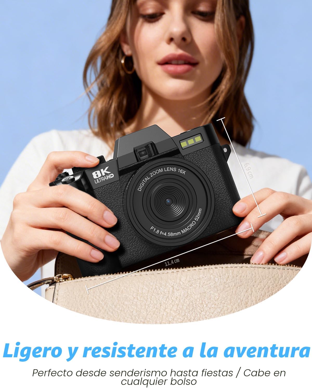 Cámaras digitales de 8K 64MP para fotografía, zoom 16X,3 filtros de...