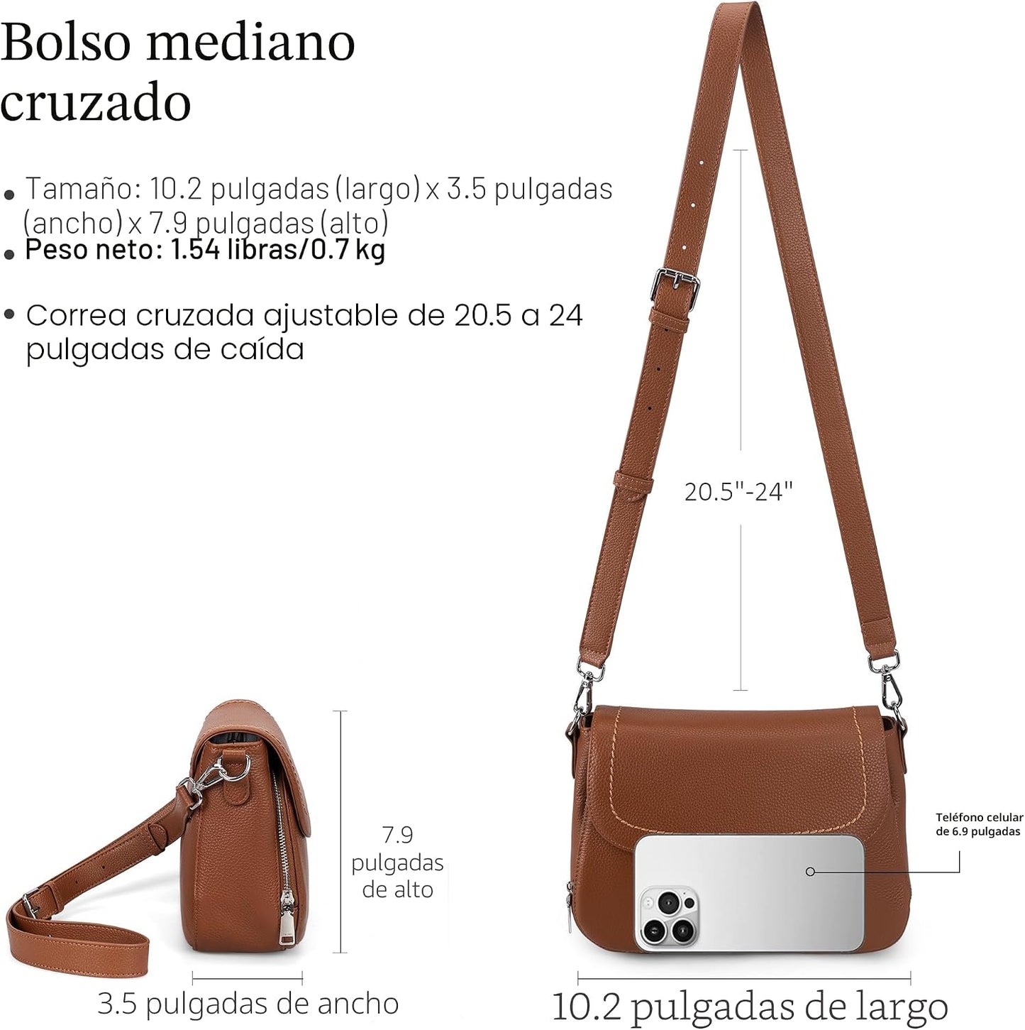 befen Bolsos cruzados de cuero genuino para mujer con cartera RFID...
