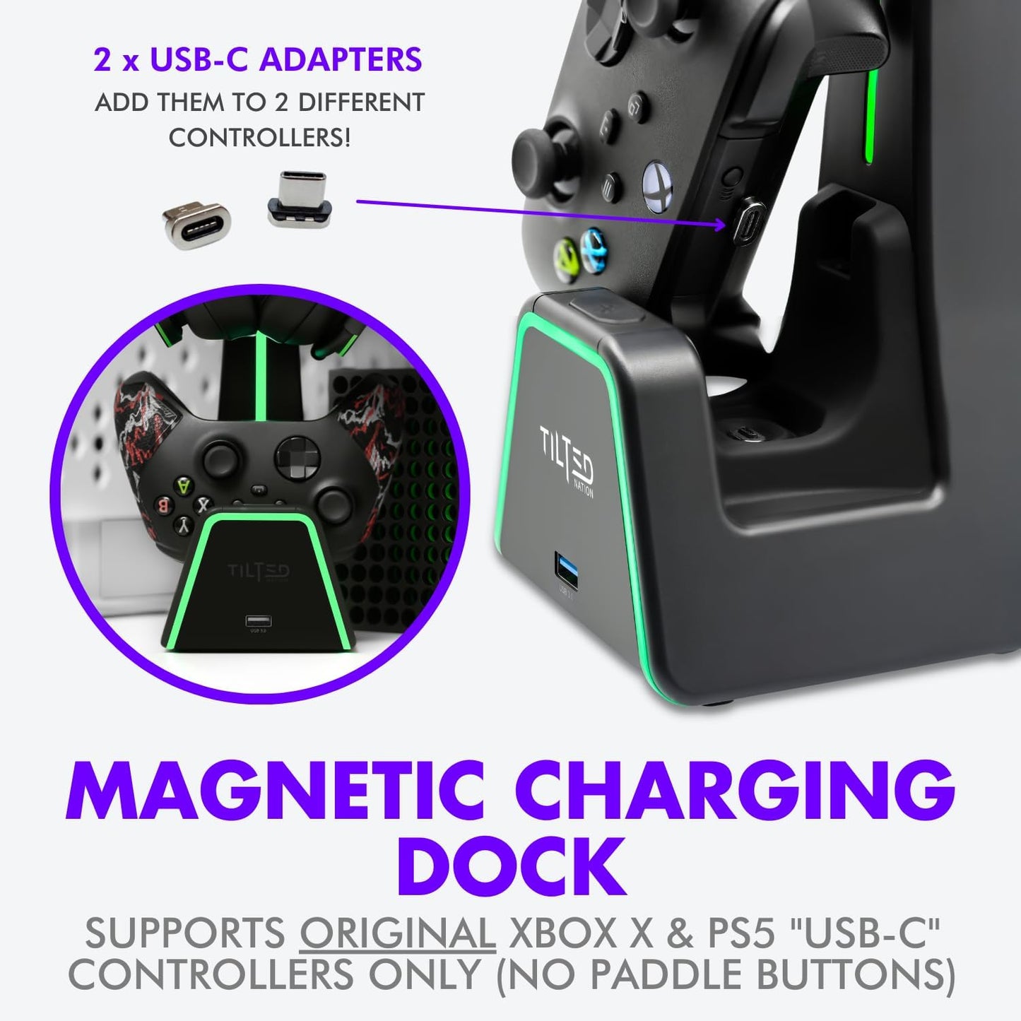 Tilted Nation Soporte para controlador y auriculares para juegos 3...