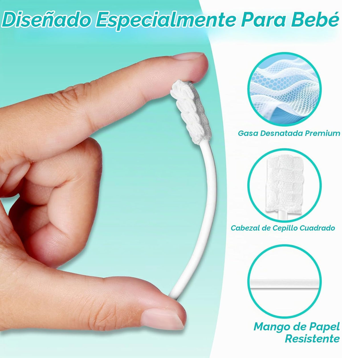 Foily Paquete de 60 gasas limpiadoras de lengua para bebés, cuidado...